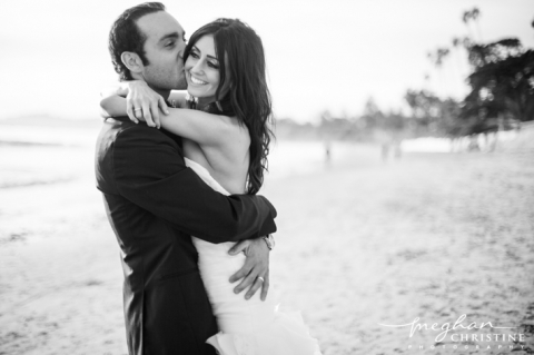 Four Seasons Biltmore Wedding Husband kissing Wife's Cheek Photo