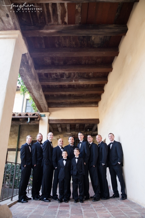Santa Barbara Mission Wedding Groomsmen Photo