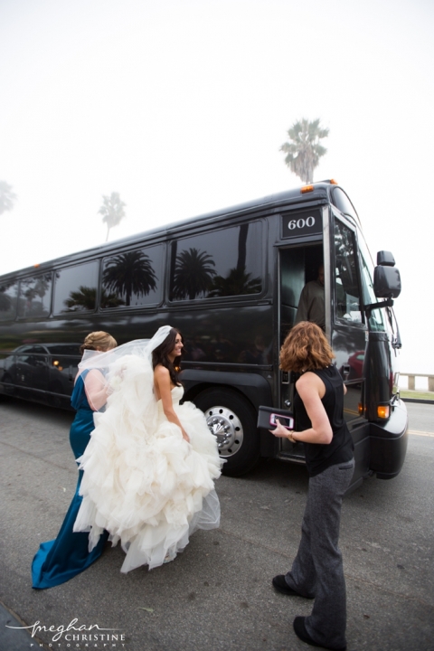 Four Seasons Biltmore Santa Barbara Wedding Party Bus Photo