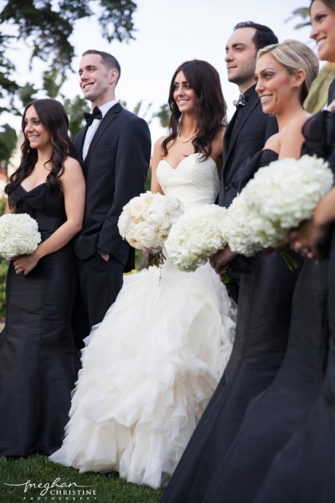 Four Seasons Biltmore Wedding Bride and Groom with Bridesmaids and Groomsmen Close Up Photo