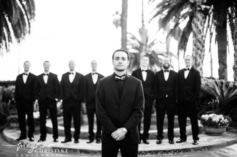Santa Barbara Mission Wedding Groom and Groomsmen Photo