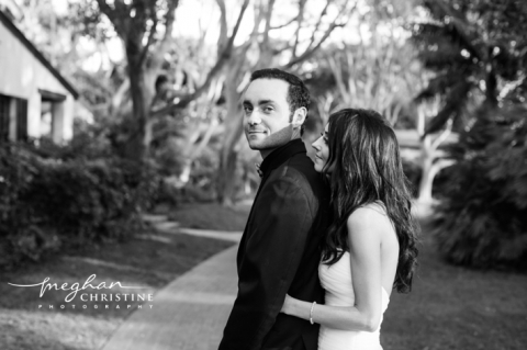 Four Seasons Biltmore Wedding Wife hugging and smiling at Husband Photo