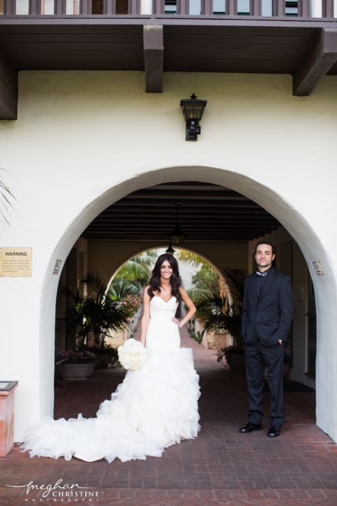 Four Seasons Biltmore Santa Barbara Wedding Bride and Groom Full Body Portrait Photo