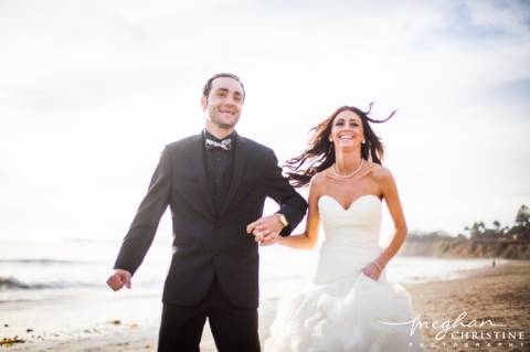 Four Seasons Biltmore Wedding Husband and Wife on Beach Photo