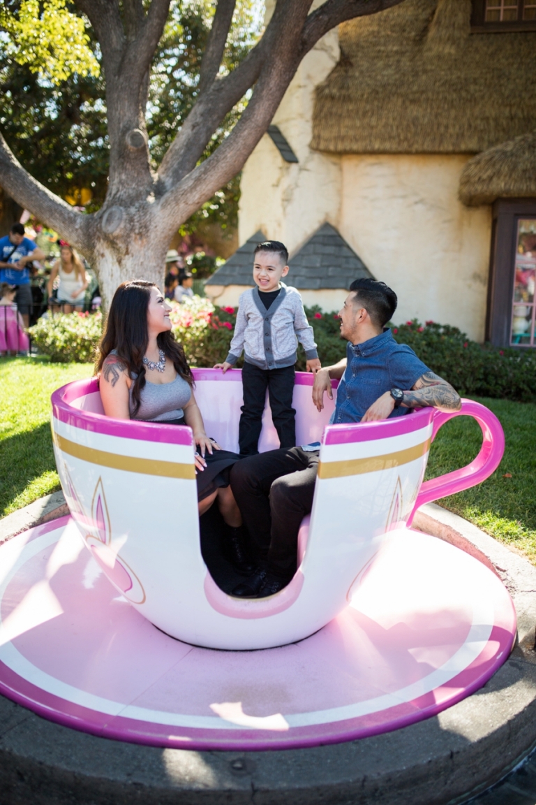 Disneyland Engagement Family on Mad Tea Party Ride Photo 