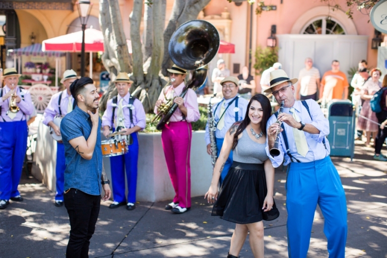 Disneyland Engagement New Orleans Square Band Photo 