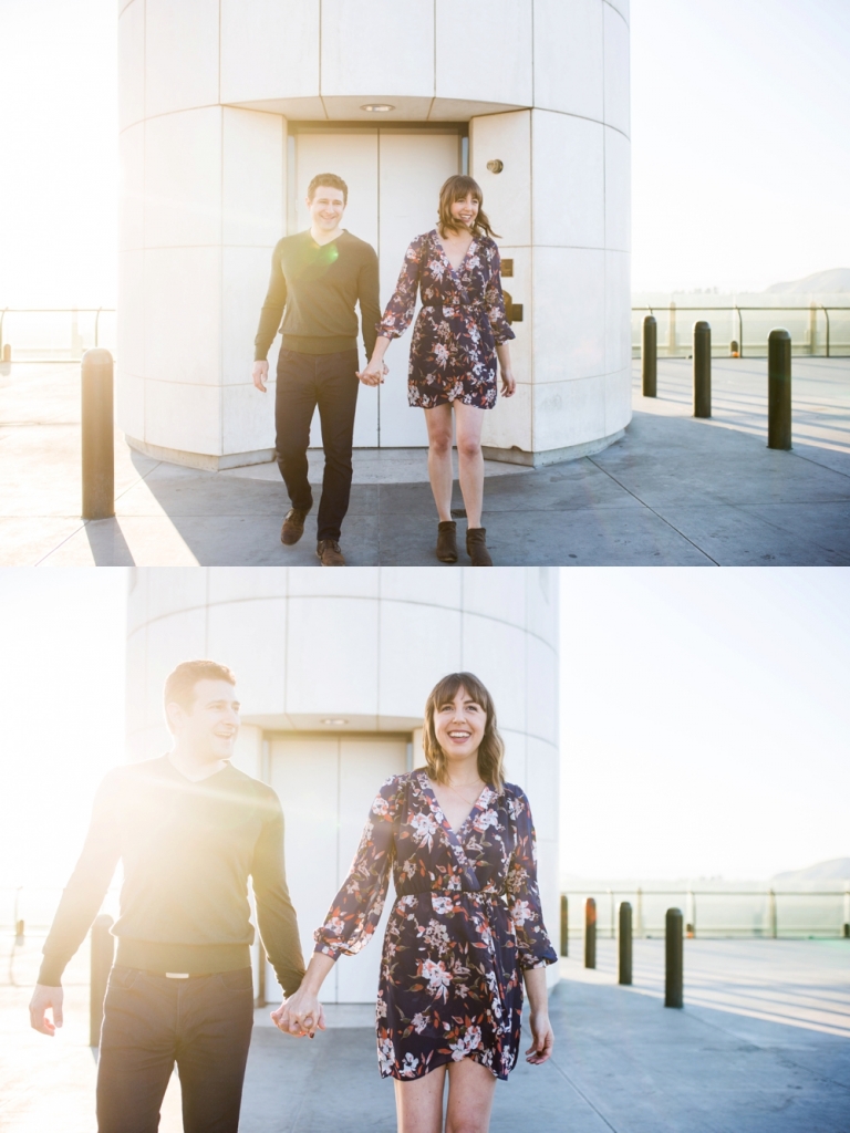 Griffith Observatory Engagement Couple Holding Hands Photo