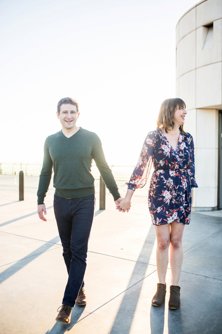 Griffith Observatory Engagement Couple Holding Hands Photo