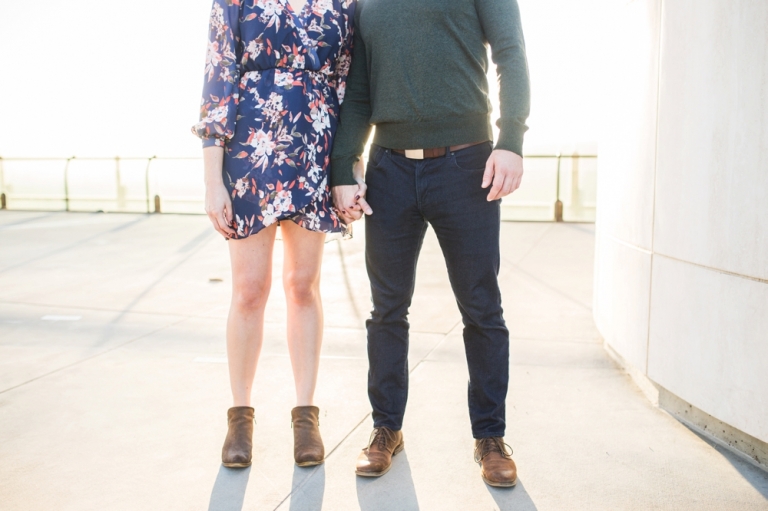 Griffith Observatory Engagement Couple Holding Hands Photo
