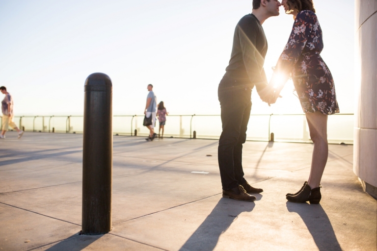 Griffith Observatory Engagement Couple Holding Hands Photo