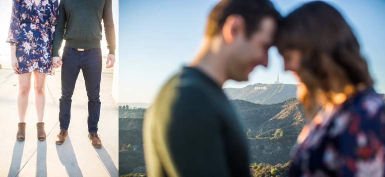 Griffith Observatory Engagement Couple Holding Hands Photo