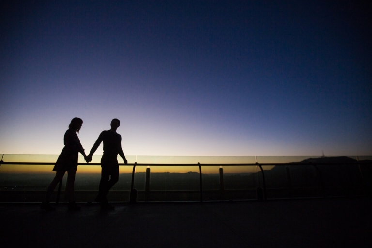 Griffith Observatory Engagement Sunset Silhouette Photo