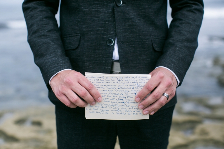 Whispering Sands Beach Wedding Groom with Vows Photo